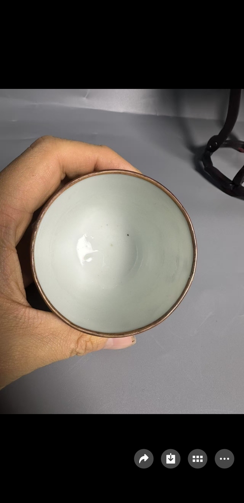 古玩陶瓷青花人物臥足杯真品鑒賞圖