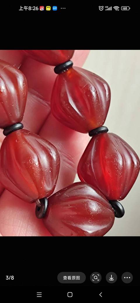 古玩玉器瑪瑙瓜型珠真品鑒賞圖