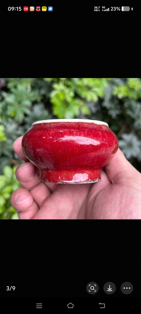 古玩陶瓷紅釉水盂真品鑒賞圖