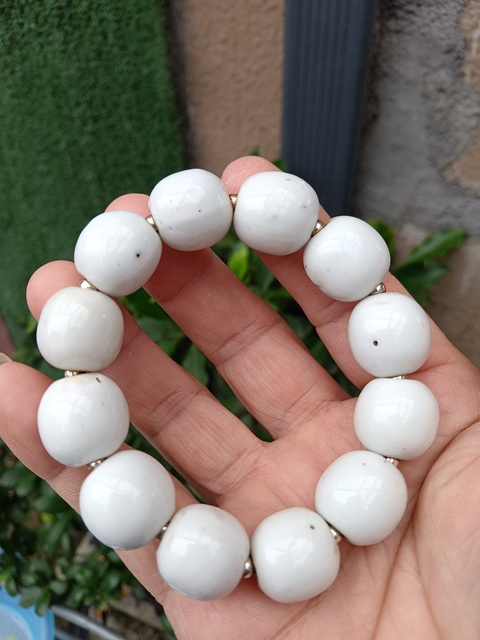 古玩陶瓷清乾隆時期白釉瓷珠手串拍賣，當前價格980元