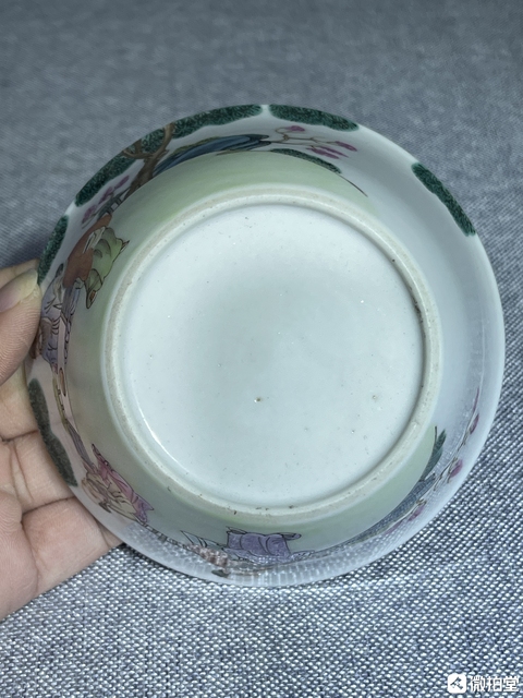 古玩陶瓷粉彩五老觀太極人物故事紋馬蹄杯（后加彩）真品鑒賞圖