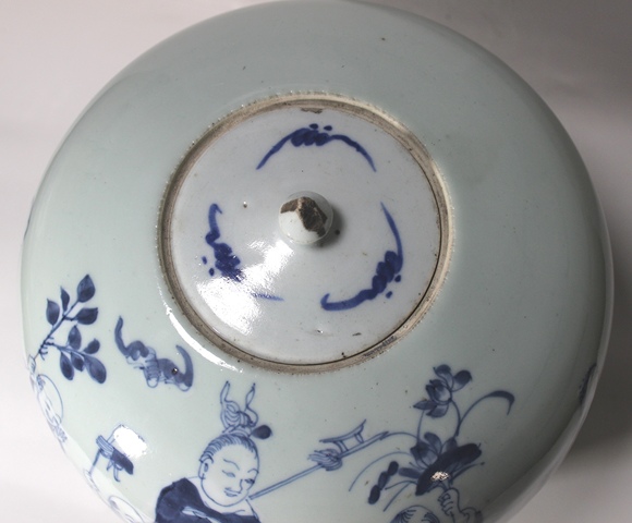 古玩陶瓷人物紋青花西瓜罐真品鑒賞圖