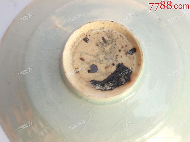 古玩陶瓷影青刻花蓖紋六花口印花六出筋盤真品鑒賞圖