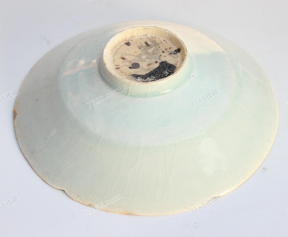 古玩陶瓷影青刻花蓖紋六花口印花六出筋盤真品鑒賞圖