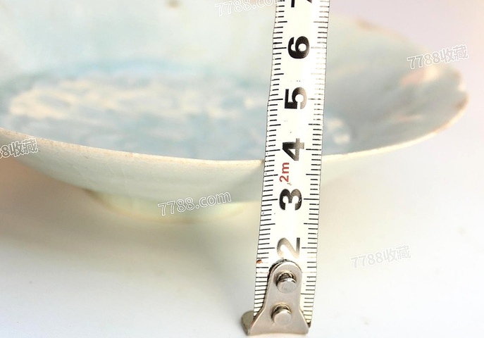 古玩陶瓷影青刻花蓖紋六花口印花六出筋盤真品鑒賞圖