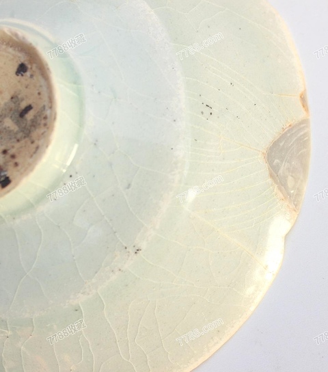 古玩陶瓷影青刻花蓖紋六花口印花六出筋盤真品鑒賞圖