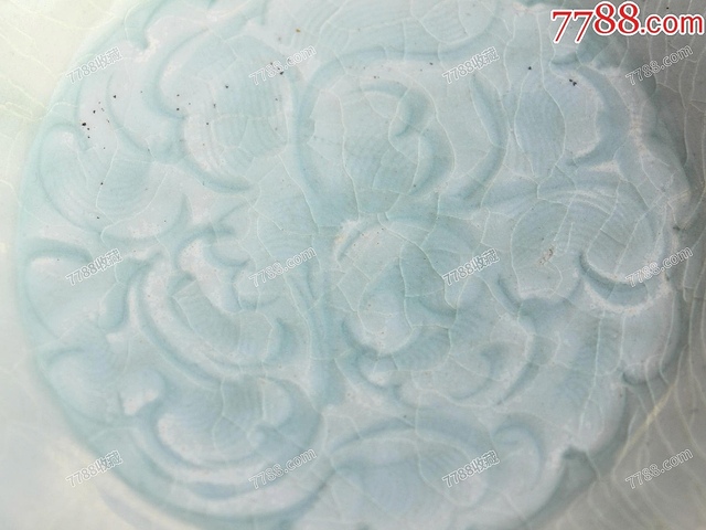 古玩陶瓷影青刻花蓖紋六花口印花六出筋盤真品鑒賞圖