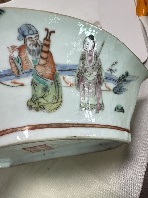 古玩陶瓷粉彩八仙人物角碗真品鑒賞圖