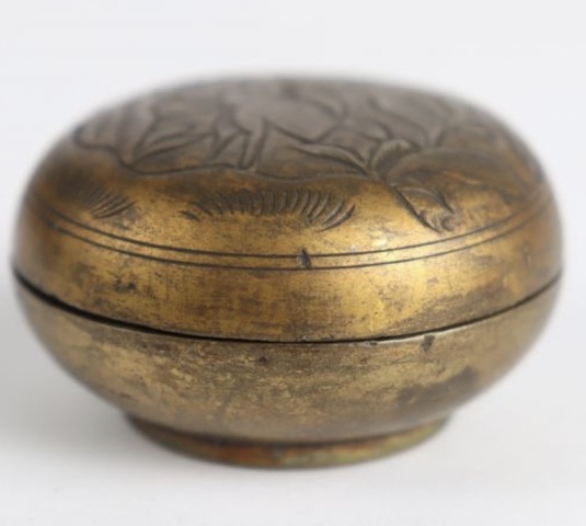 古玩銅器銅香盒真品鑒賞圖