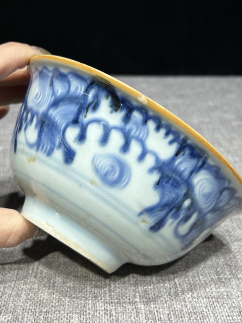 古玩陶瓷青花海浪紋碗真品鑒賞圖