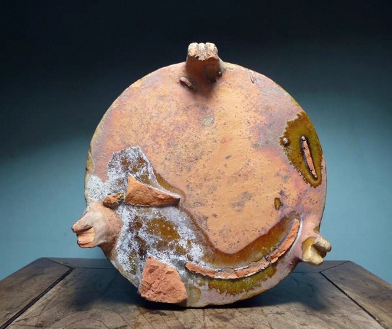 古玩陶瓷紅陶綠釉三足奩真品鑒賞圖