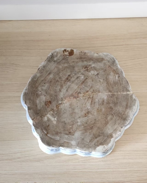 古玩陶瓷康熙青花加彩茶盤真品鑒賞圖