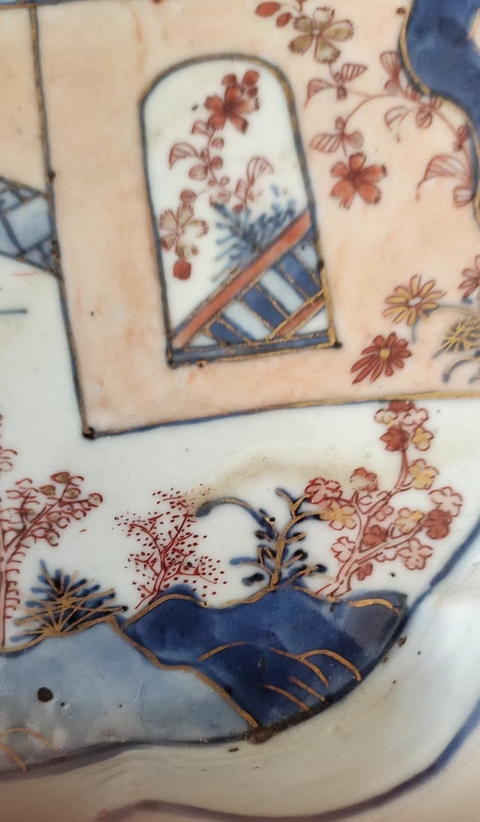 古玩陶瓷康熙青花加彩茶盤真品鑒賞圖