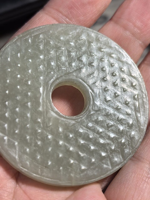 古玩玉器和田玉雕“蒲紋璧”真品鑒賞圖