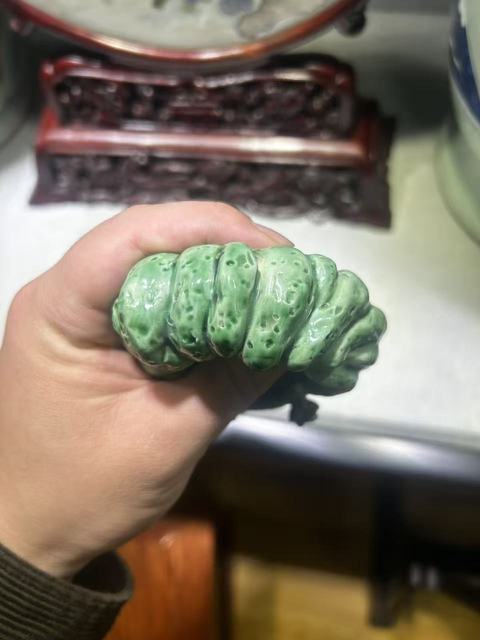 古玩陶瓷福壽素三彩洗真品鑒賞圖