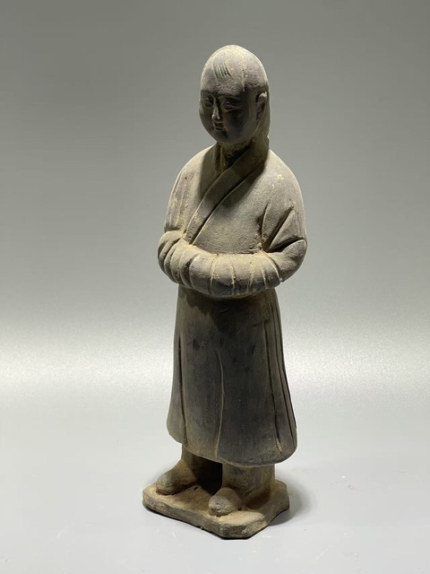 古玩陶瓷元·黑陶侍女俑真品鑒賞圖