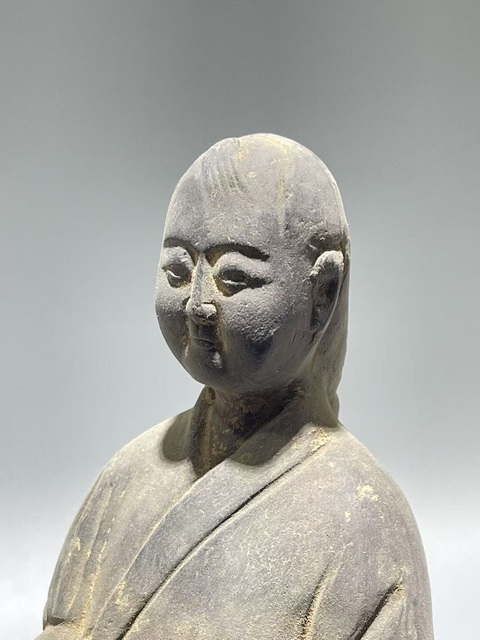 古玩陶瓷元·黑陶侍女俑真品鑒賞圖