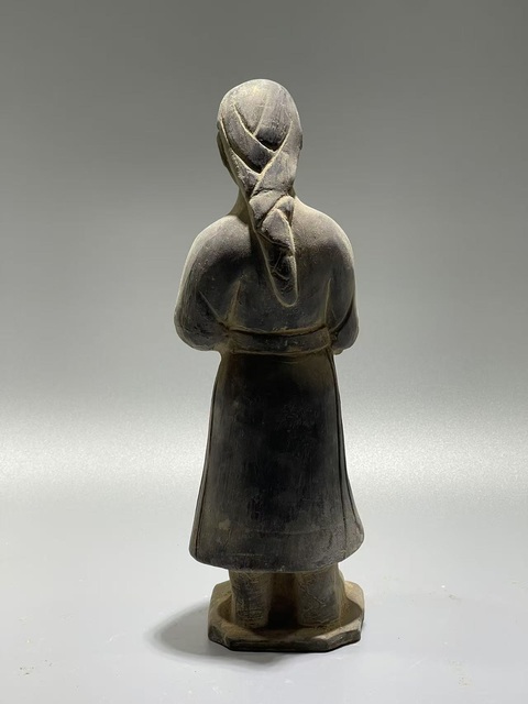 古玩陶瓷元·黑陶侍女俑真品鑒賞圖