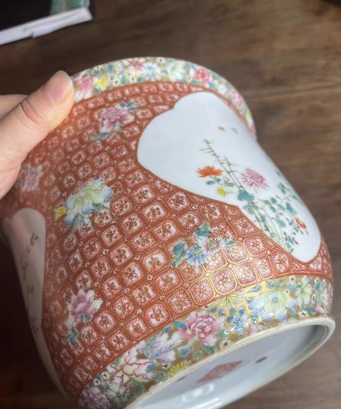 古玩陶瓷民國 粉彩花盆真品鑒賞圖