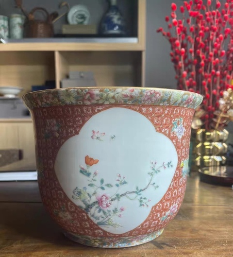 古玩陶瓷民國 粉彩花盆真品鑒賞圖