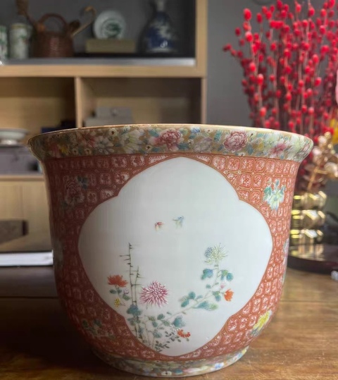 古玩陶瓷民國 粉彩花盆真品鑒賞圖