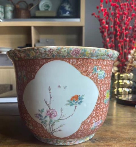 古玩陶瓷民國 粉彩花盆真品鑒賞圖