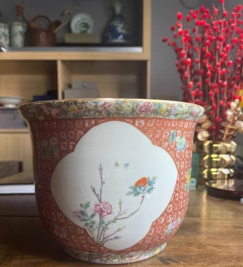 古玩陶瓷民國 粉彩花盆真品鑒賞圖