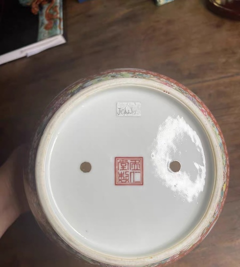 古玩陶瓷民國 粉彩花盆真品鑒賞圖