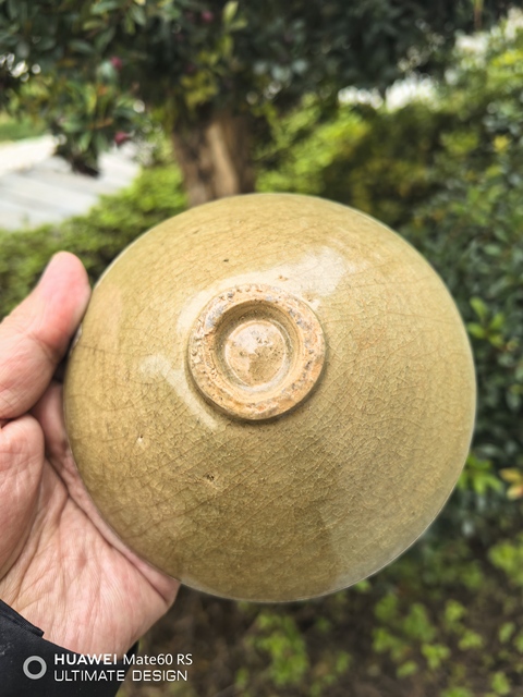 古玩陶瓷龍泉米黃釉斗笠盞真品鑒賞圖