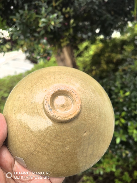古玩陶瓷龍泉米黃釉斗笠盞真品鑒賞圖