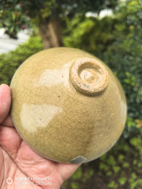 古玩陶瓷龍泉米黃釉斗笠盞真品鑒賞圖