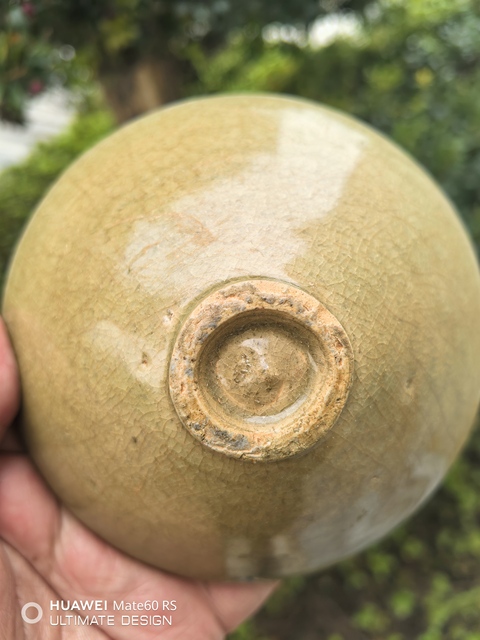 古玩陶瓷龍泉米黃釉斗笠盞真品鑒賞圖