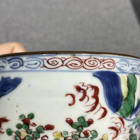 古玩陶瓷青花五彩人物故事紋香爐真品鑒賞圖