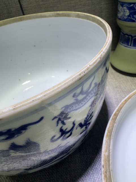 古玩陶瓷清光緒 青花龍紋蓋缸真品鑒賞圖