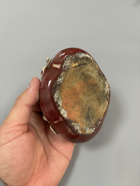 古玩陶瓷窯變釉松鼠吃葡萄海棠型筆洗真品鑒賞圖