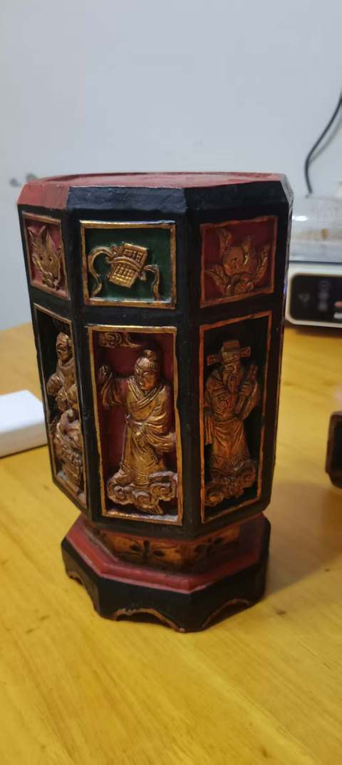 古玩雜項大漆描金雕刻貢臺真品鑒賞圖