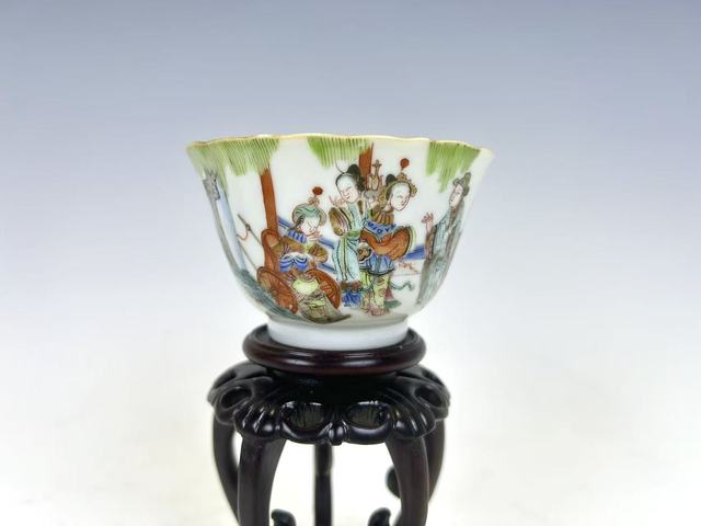 古玩陶瓷清道光·粉彩長亭送別故事杯真品鑒賞圖