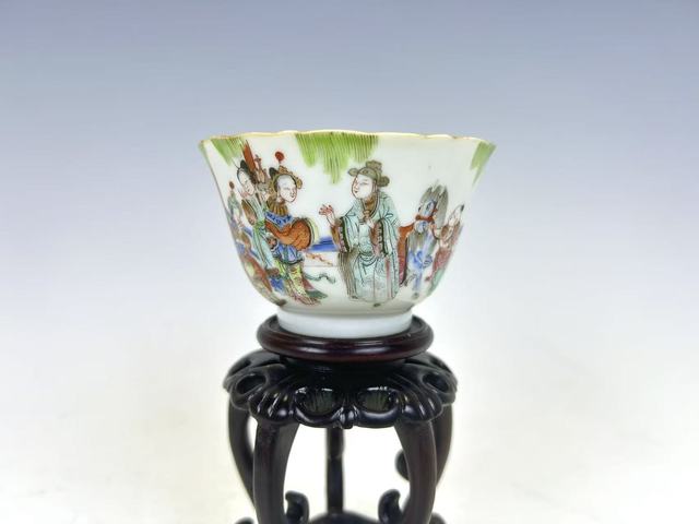 古玩陶瓷清道光·粉彩長亭送別故事杯真品鑒賞圖