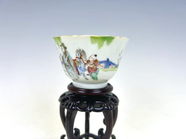 古玩陶瓷清道光·粉彩長亭送別故事杯真品鑒賞圖