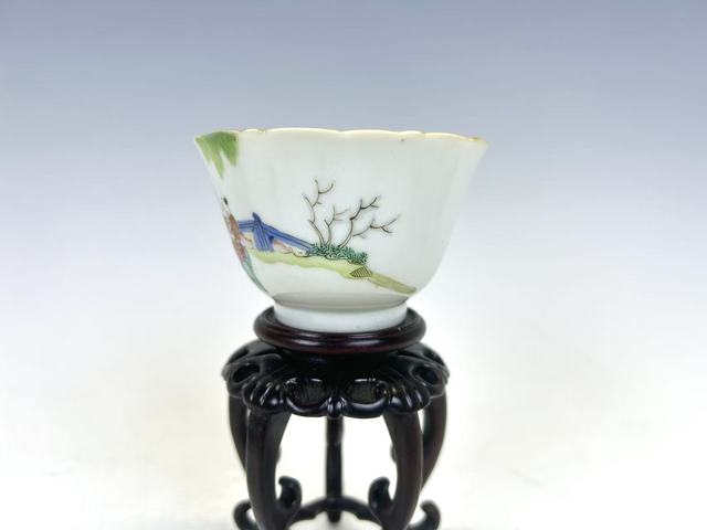 古玩陶瓷清道光·粉彩長亭送別故事杯真品鑒賞圖