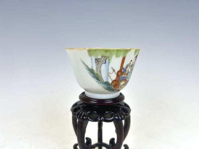 古玩陶瓷清道光·粉彩長亭送別故事杯真品鑒賞圖