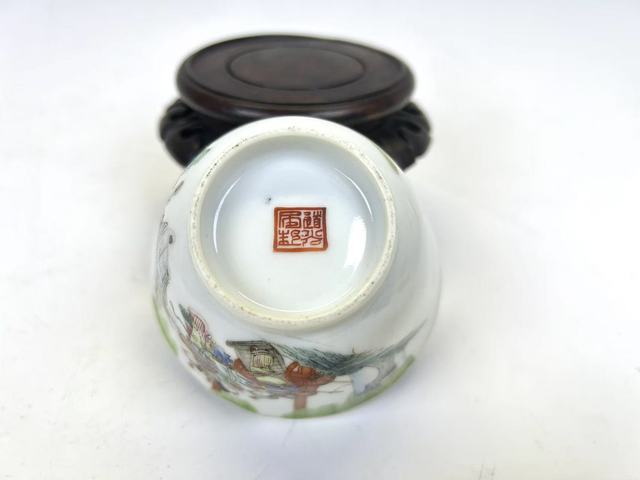 古玩陶瓷清道光·粉彩長亭送別故事杯真品鑒賞圖