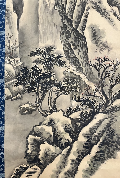 古玩字畫現代絹本山水《凍云鎖殘雪》真品鑒賞圖