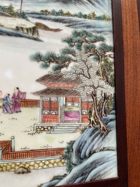 古玩陶瓷人物山水紋瓷板畫真品鑒賞圖