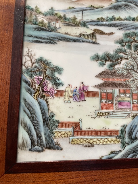 古玩陶瓷人物山水紋瓷板畫真品鑒賞圖