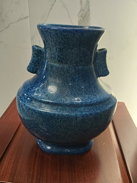 古玩陶瓷爐鈞釉貫耳瓶真品鑒賞圖
