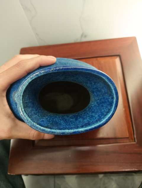 古玩陶瓷爐鈞釉貫耳瓶真品鑒賞圖