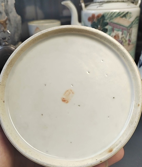 古玩陶瓷淺絳彩花鳥詩文茶壺真品鑒賞圖