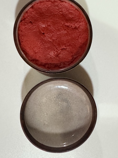 古玩陶瓷晚清煨瓷青花印泥盒真品鑒賞圖