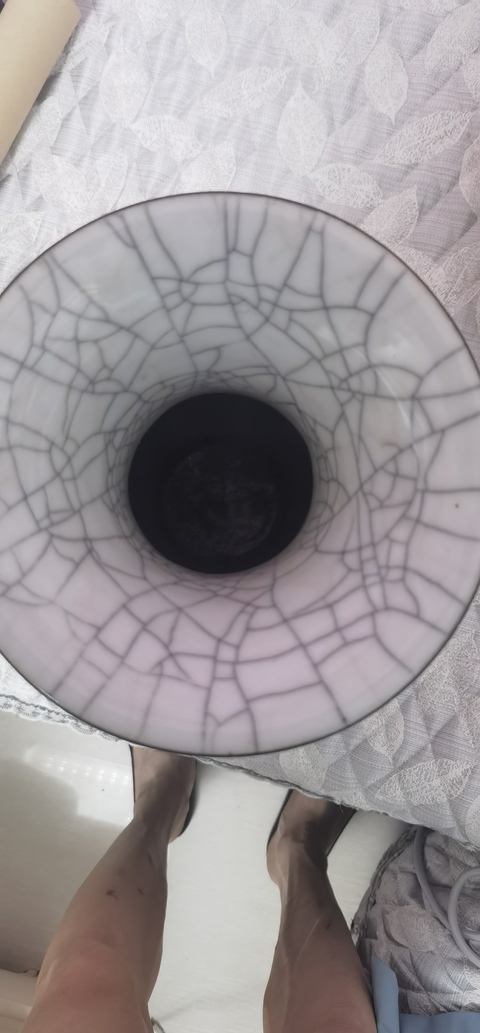 古玩陶瓷哥釉鐵骨泥盤螭龍紋撇口瓶真品鑒賞圖